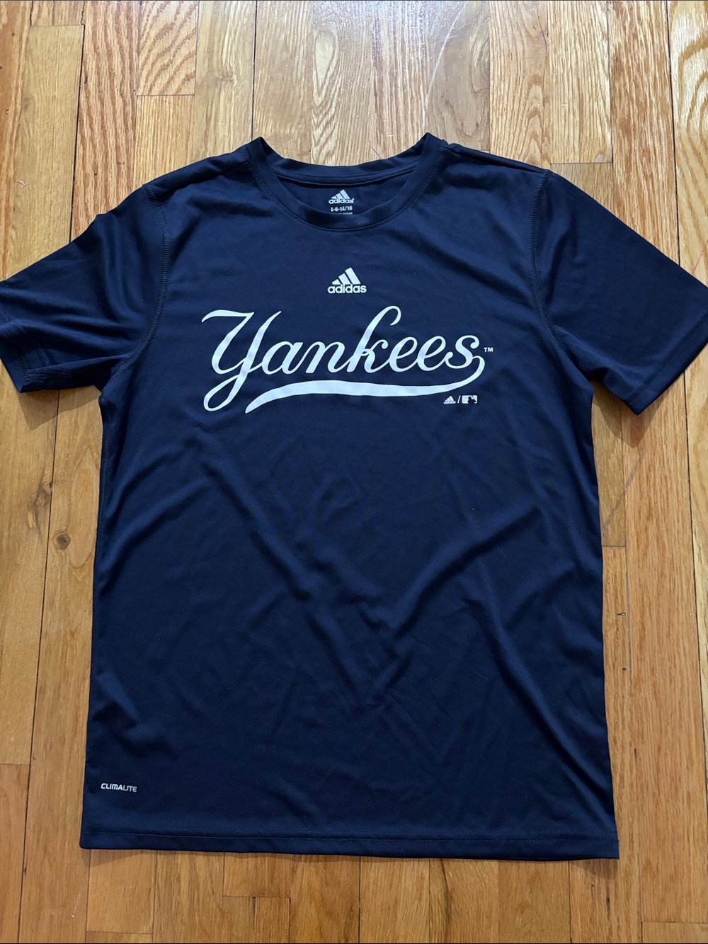 Adidas Boy’s Navy/Blue Yankees Script Short Sleeve Tee